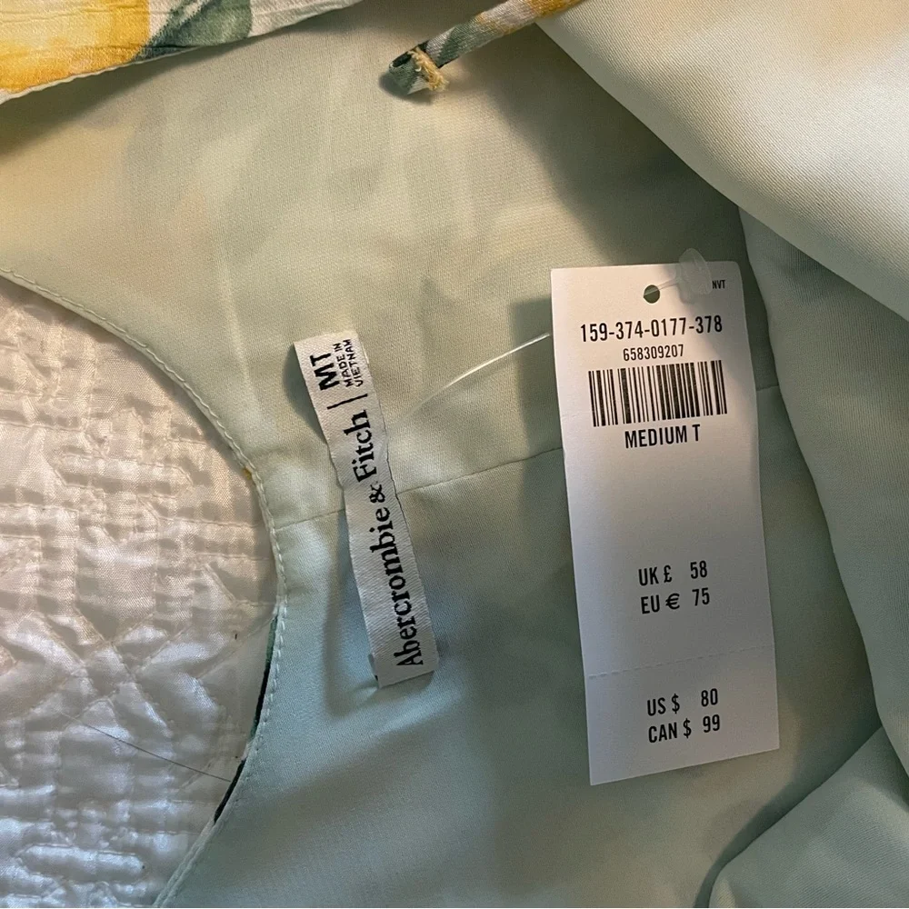 Abercrombie & Fitch Yellow Lemon Print Mini Dress - Picture 3 of 3